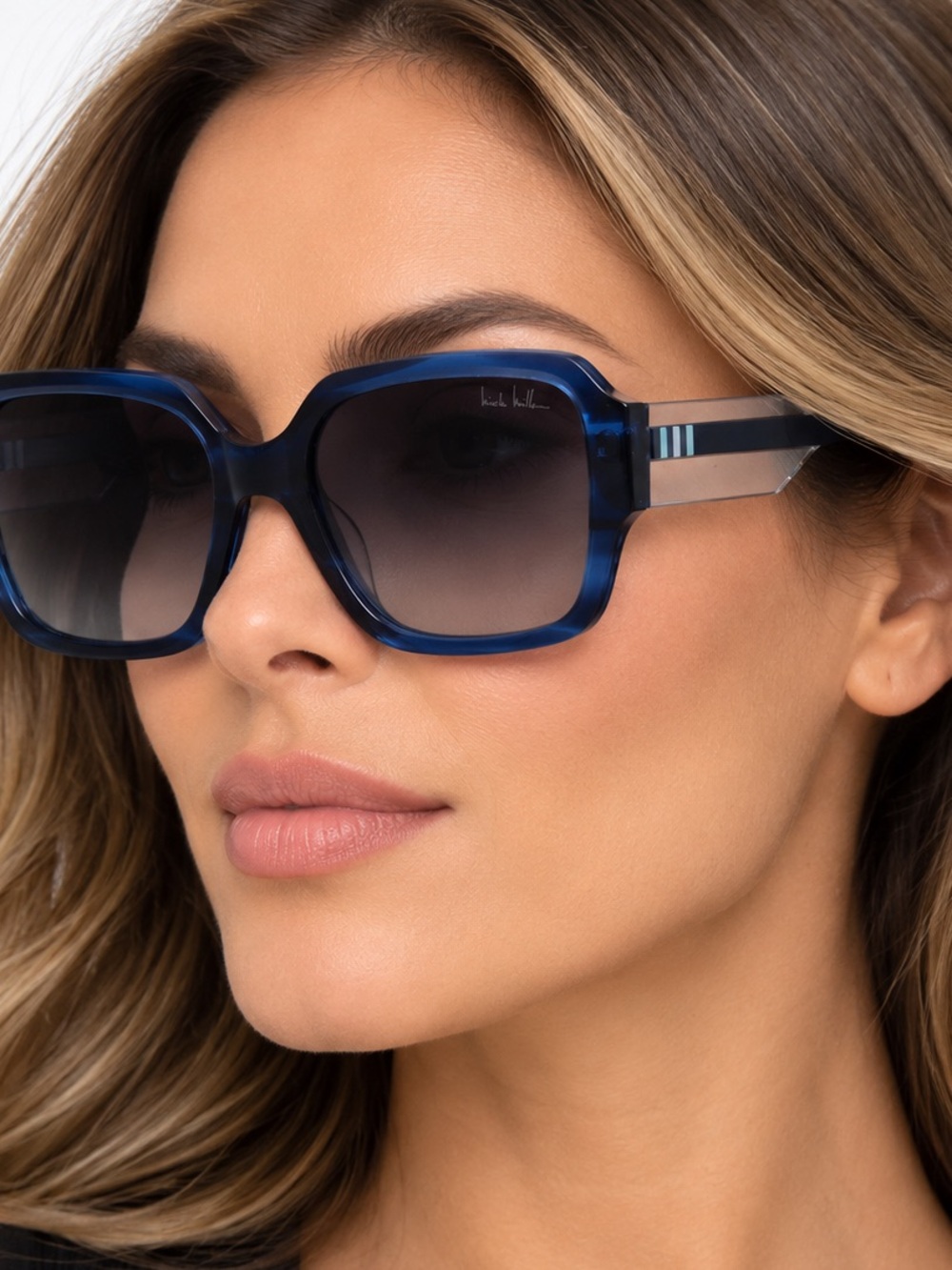 New Nicole Miller SARDINIA C03 Blue Tortoise Oversized Sunglasses Polarized